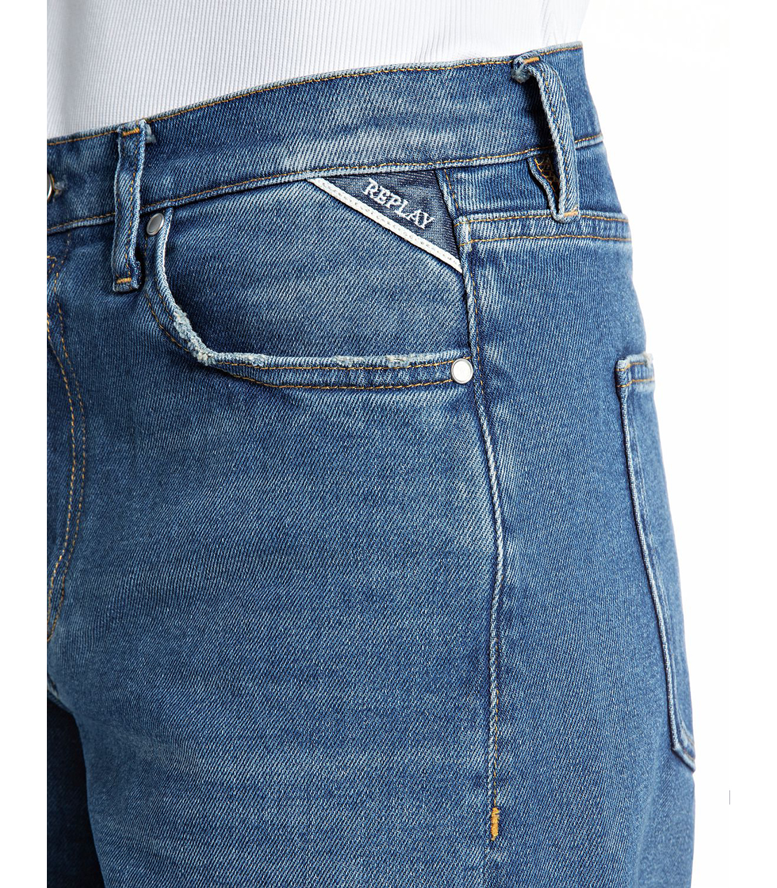 ワイドレッグAMELYE コンフォートストレッチブルーデニム 詳細画像 ブルー 6